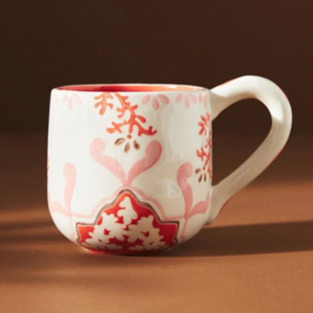 🪸Anthropologie🪸Vintage Agata Mug Handpainted Glazed Coffee Mug/Tea Cup 12 oz